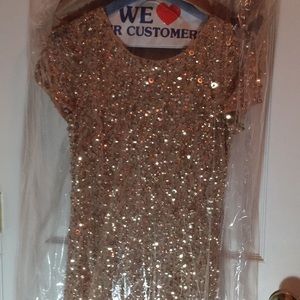 Long gold sequined Adrianna Papel dress